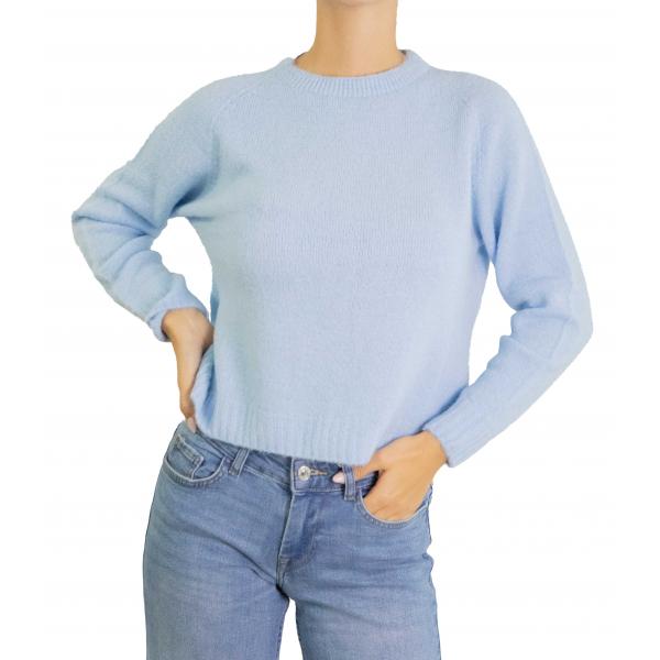 Maglia girocollo tinta unita in mohair 